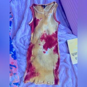 🌻Fashion Nova Tie-Dye Ribbed Bodycon Mini Dress – Size M